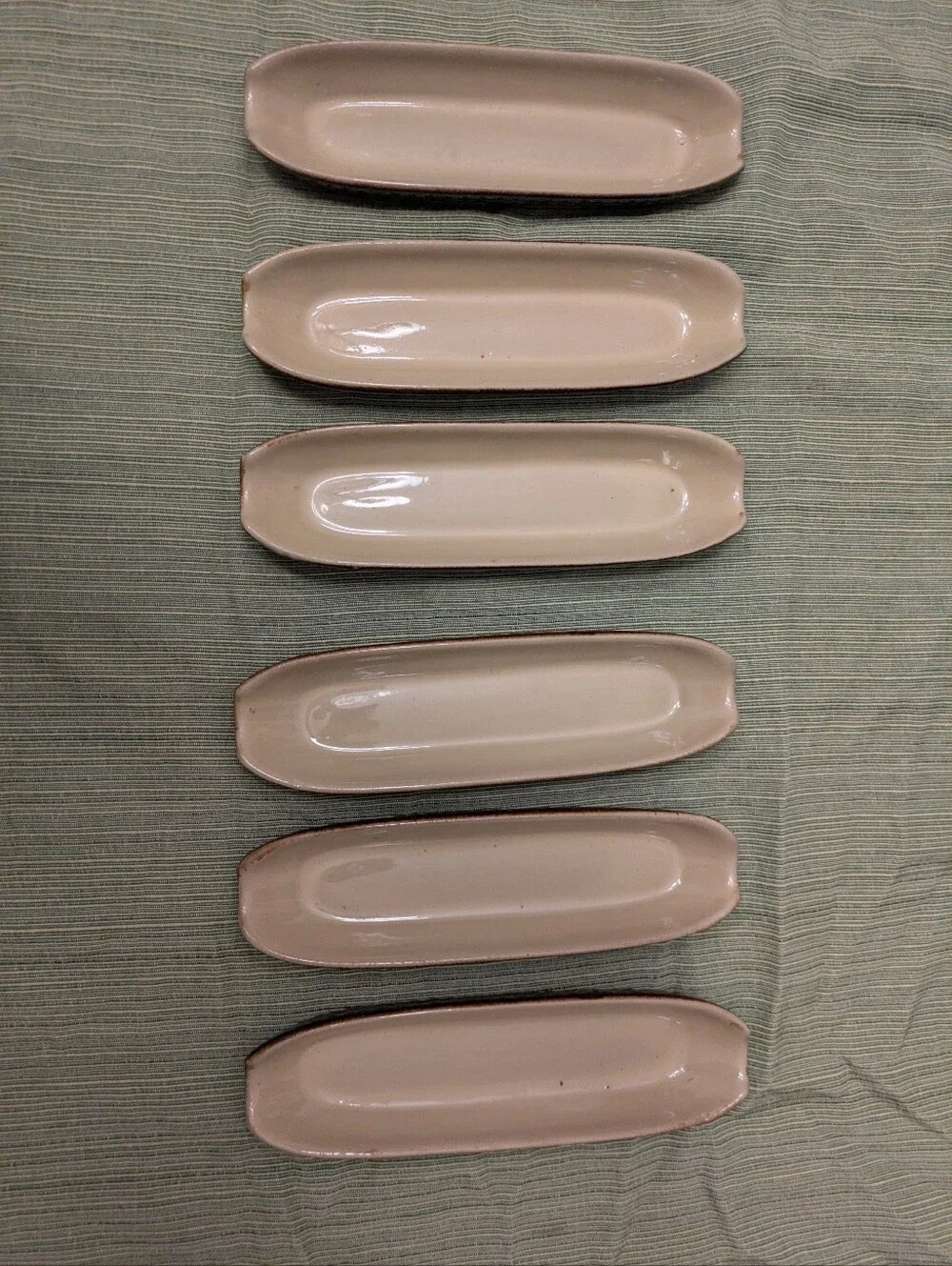 Set Of 6 - Vintage Corn On The Cob Plates - Brown And Tan Crockery